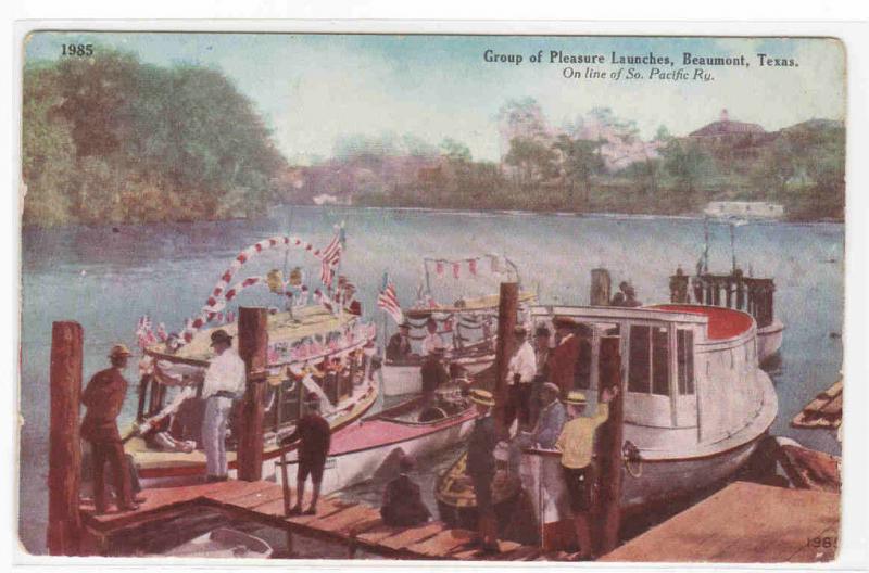 Motor Boat Launches Beaumont Texas on SP Railroad 1910c postcard