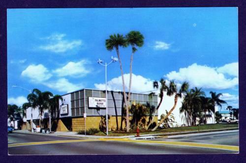 FL Vintage view Palmetto Bank & Trust Co Florida Postcard PC