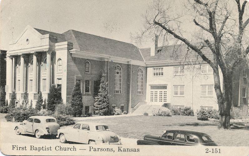 First Baptist Church in Parsons KS, Kansas - pm 1961