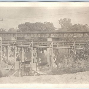 c1910s Early Paint Graffiti RPPC Train Bridge 1913 Railway RARE Real Photo A167