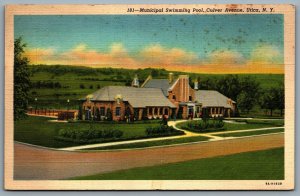 Postcard Utica New York 1943 Municipal Swimming Pool Culver Avenue Oneida County