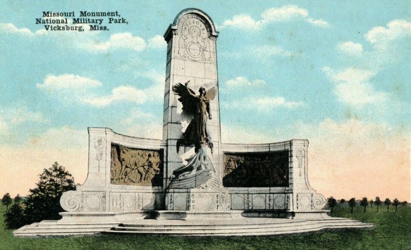 c. 1910 Mississippi Monument, National Military Park, Vicksburg, MI Postcard F58 