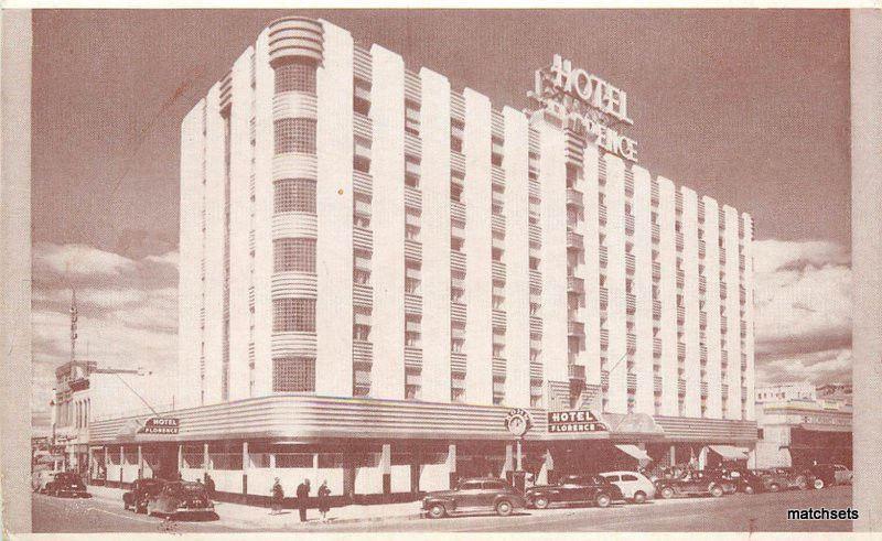 1940s Hotel Florence ART DECO automobiles Postcard 11685 MONTANA