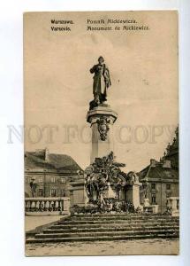 236656 POLAND Warsaw Mickiewicz Monument 1913 year RPPC Tambov