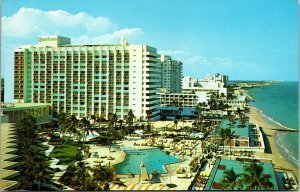 Vtg 1960s Americana Hotel Oceanside View Bal Harbour Florida FL Chrome Postcard