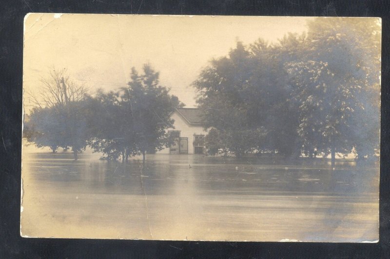 RPPC LYNDON KANSAS 1909 FLOOD SCENE DISASTER VINTAGE REAL PHOTO POSTCARD