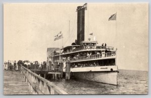 Chesapeake Beach MD Arrival of Steamer Dreamland Railway Museum Postcard I25