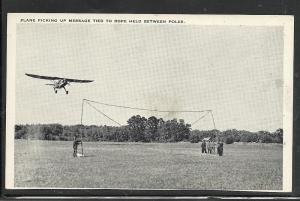 Plane Picking up message tied to Rope unused Real Photo #8