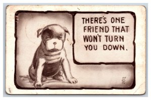 Comic Dog Puppy One Friend Wont Turn You Down Signed H.I.R. DB Postcard R26