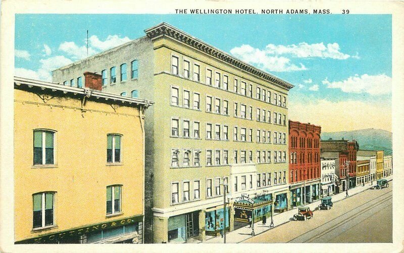 Automobiles Wellington Hotel North Adams Massachusetts 1920s Postcard 13111