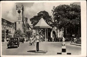 Barbados Street Scene Traffic Cop Classic Car Vintage 1937 RPPC Postcard