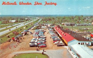 Holland, MI Michigan WOODEN SHOE FACTORY Bird's Eye View VINTAGE Chrome Postcard