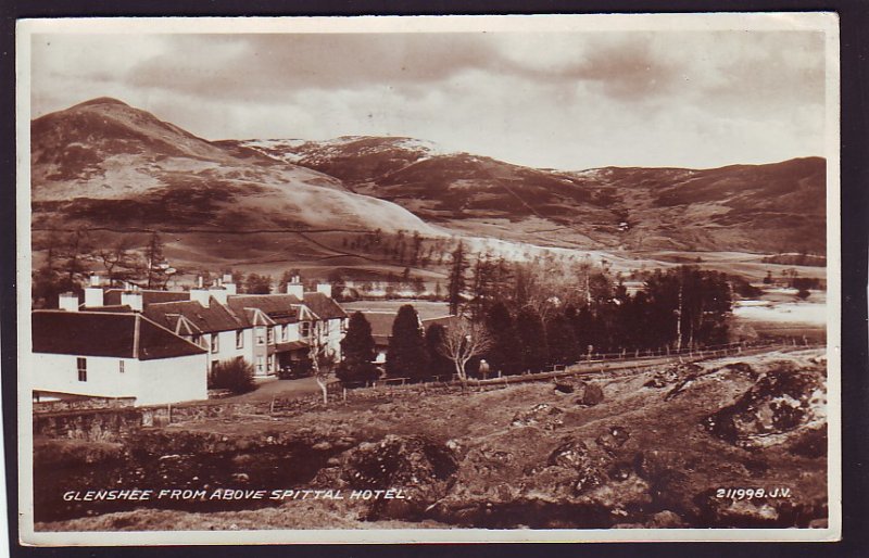 P1451 ca1930,s used RPPC glenshee above spittal hotel, england