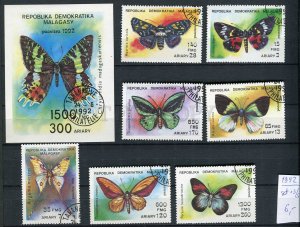 265156 Madagascar 1992 year used stamps set+S/S butterfly