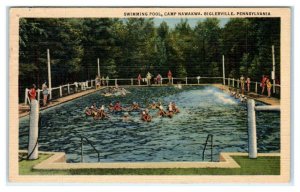 BIGLERVILLE, Pennsylvania PA ~ Swimming Pool CAMP NAWAKWA  1945 Linen  Postcard