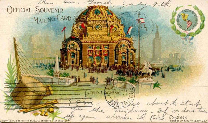 NY - Buffalo. 1901 Pan-American Exposition, Temple of Music (Private Mailing ...