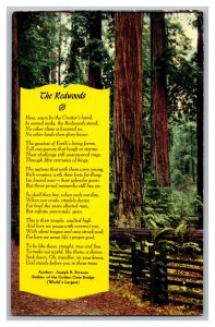 Postcard CA The Redwoods California Poem Card By Joseph B. Strauss