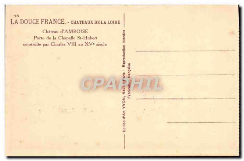 Old Postcard Chateau D & # 39Amboise Porte De La Chapelle St Hubert