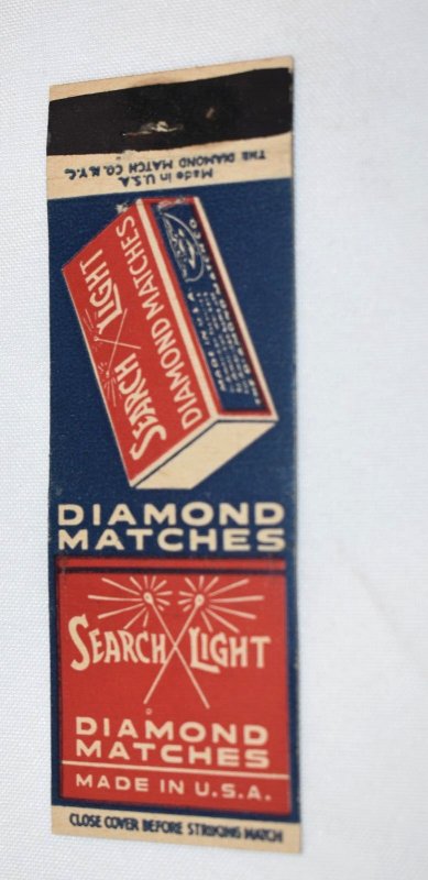 Search Light Diamond Matches 20 Front Strike Matchbook Cover