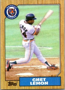 1987 Topps Baseball Card Chet Lemon Detroit Tigers sk13723