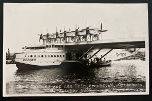 Mint Real Picture Postcard Dornier DOX Giant Seaplane In Frankfurt 1932