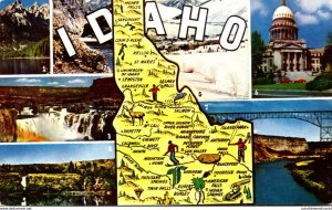 Map Of Idaho With Greetings From The Gem State