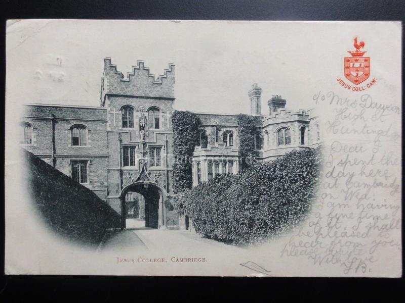 Cambridge: Jesus College, Heraldic Coat of Arms c1902 UB