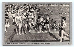 SACRAMENTO, CA California ~ CLUNIE MEMORIAL SWIMMING POOL c1940s Postcard