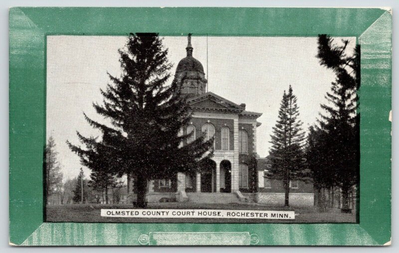 Rochester Minnesota~Olmsted County Courthouse~Pine Trees~Frame Border~c1910 