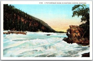 A Picturesque Scene In Kootenai Canyon Montana MT Mountain Rockies Postcard