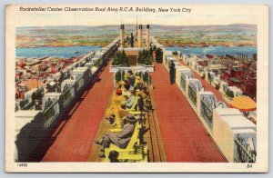 Rochefeller Center Observation Roof  R.C.A. Building New York City NYC Postcard