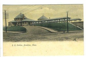Brockton MA Railroad Station Train Depot Postcard