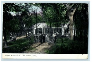 1908 Green Wood Park Des Moines Iowa IA Posted Antique Postcard