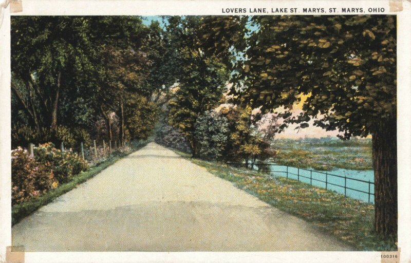 Postcard Lovers Lane St Marys Ohio