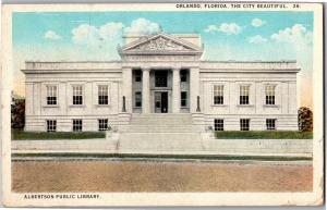 Albertson Public Library Orlando FL c1937 Vintage Postcard Q14