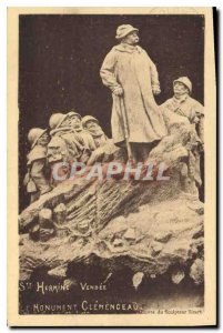 Old Postcard St Hermine Vendee Clemenceau Ceuvre the monument sculptor Sicart