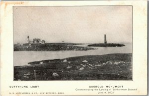 Cuttyhunk Light Gosnold Monument New Bedford MA UDB Vintage Postcard Q39