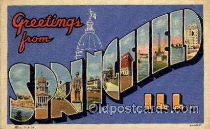 Springfield, Illinois Large Letter Town 1950 crease right top corner, postal ...