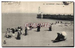 Old Postcard Lighthouse Treport Beach