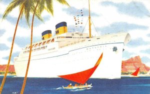 Matson Lines Luxery Liners  SS MATSONIA  Artist's Rendition ADVERTISING Postcard