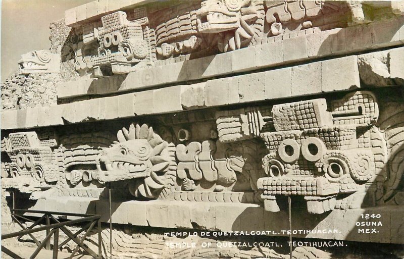 RPPC; Templo de Quetzalcoatl, Teotihuacán Mexico, Carved Animals, Osuna 1240