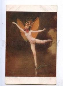 202724 Winged NUDE FAIRY Yellow BUTTERFLY by PENOT old LAPINA