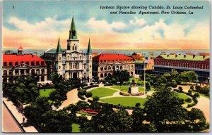 Jackson Square Showing Cabildo Saint Louis Cathedral Pontalba Apartment Postcard