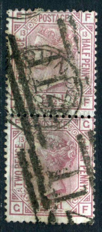 509551 Great Britain 1876 year Queen Victoria 21/2p pair used