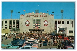 1959 Cotton Bowl Exterior Building Parking Midway Dallas Texas Vintage Postcard