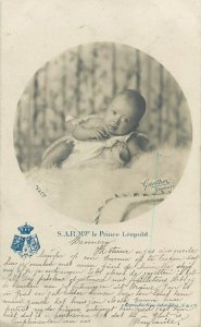 Belgium royalty infant prince Leopold 1902 photo postcard 