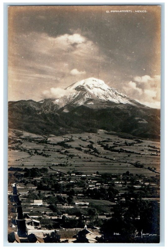 c1910's Bird's Eye View Of El Popocatepetl Mexico RPPC Photo Antique Postcard