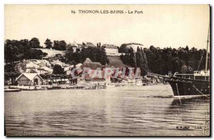 Old Postcard Evian les Bains Port Boat