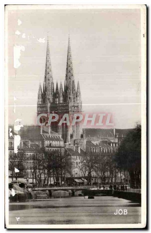 Old Postcard Quimper Arrows of the Cathedral views of the River