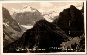 RPPC Mt. Lefroy The Behive Victoria Glacier Lake Agnes Banff Vtg Postcard D24